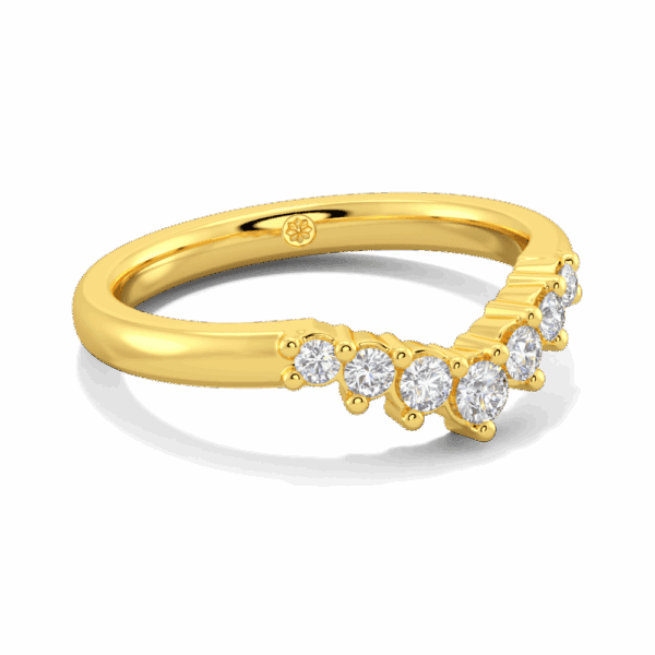 Hayden Angled Yellow Gold Lab Grown Diamond Prong Set Graduated Round Tiara Jigsaw Wedding Ring