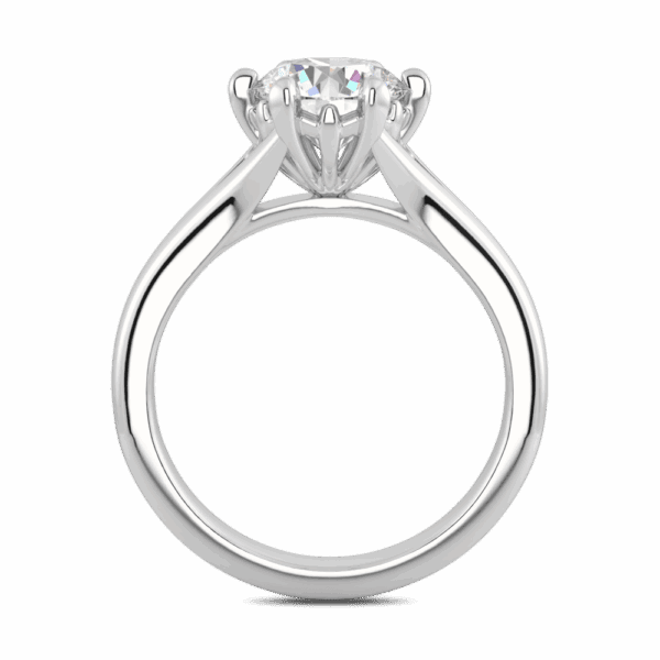 Lily 7 5 Side White Gold Diamond 6 Prong Split Band Flower Design Solitaire Ring