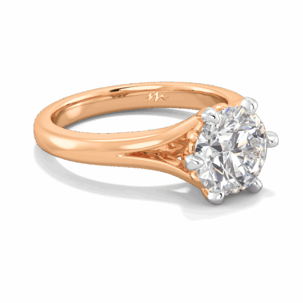 Lily 8 0 Angled Rose Gold Moissanite 6 Prong Split Band Flower Design Solitaire Ring