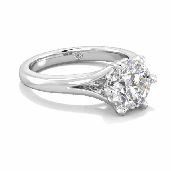 Lily 8 0 Angled White Gold Lab Grown Diamond 6 Prong Split Band Flower Design Solitaire Ring