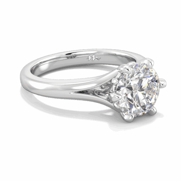 Lily 8 0 Angled White Gold Moissanite 6 Prong Split Band Flower Design Solitaire Ring