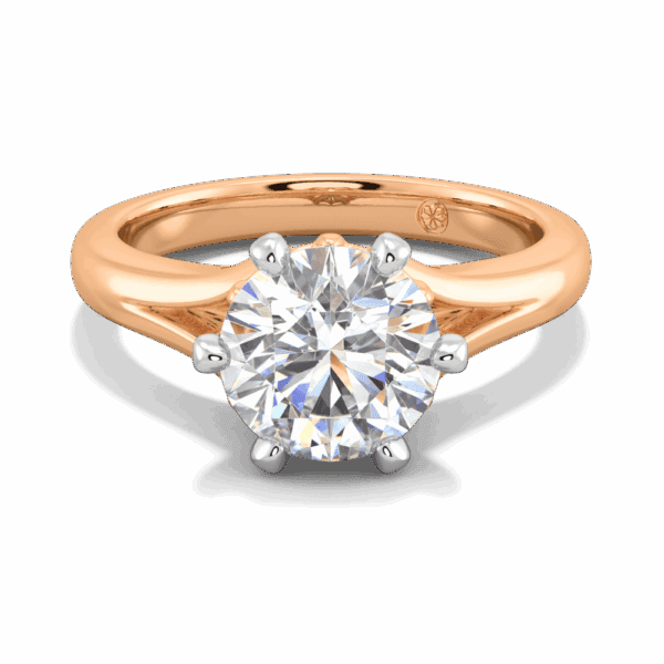 Lily 8 0 Front Rose Gold Lab Grown Diamond 6 Prong Split Band Flower Design Solitaire Ring