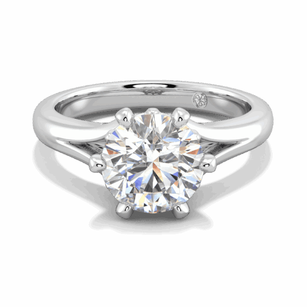 Lily 8 0 Front White Gold Lab Grown Diamond 6 Prong Split Band Flower Design Solitaire Ring