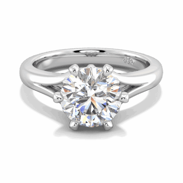 Lily 8 0 Front White Gold Moissanite 6 Prong Split Band Flower Design Solitaire Ring
