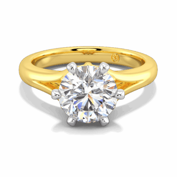 Lily 8 0 Front Yellow Gold Lab Grown Diamond 6 Prong Split Band Flower Design Solitaire Ring