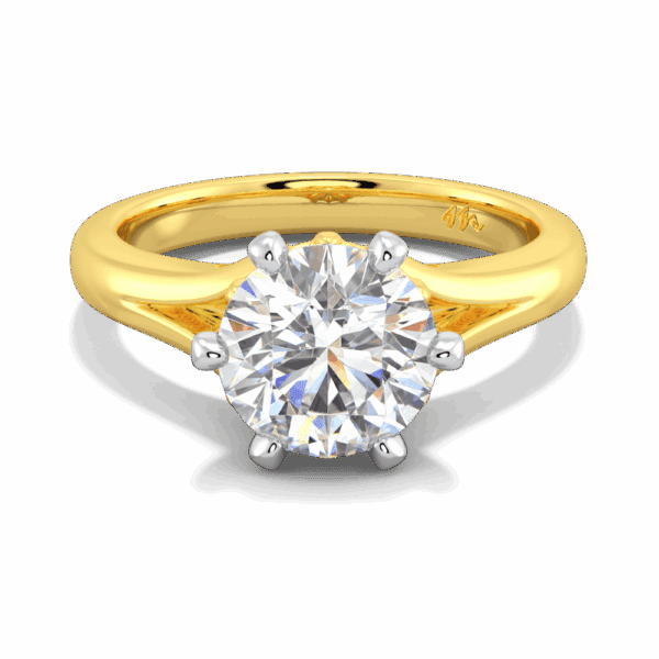 Lily 8 0 Front Yellow Gold Moissanite 6 Prong Split Band Flower Design Solitaire Ring