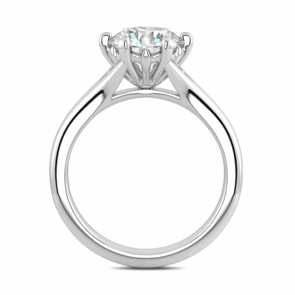Lily 8 0 Side White Gold Diamond 6 Prong Split Band Flower Design Solitaire Ring