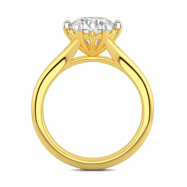 Lily 8 0 Side Yellow Gold Diamond 6 Prong Split Band Flower Design Solitaire Ring