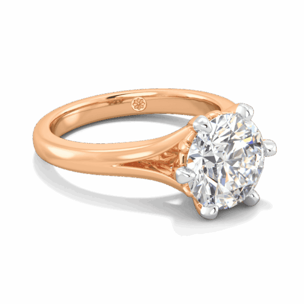 Lily 9 0 Angled Rose Gold Lab Grown Diamond 6 Prong Split Band Flower Design Solitaire Ring