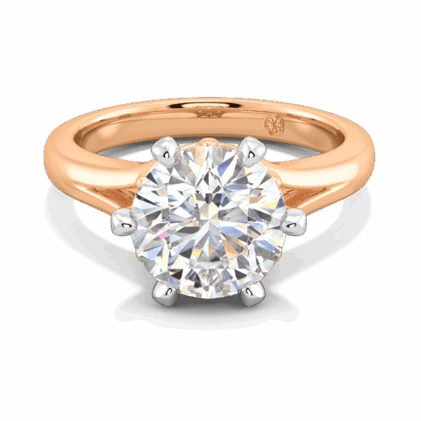 Lily 9 0 Front Rose Gold Lab Grown Diamond 6 Prong Split Band Flower Design Solitaire Ring