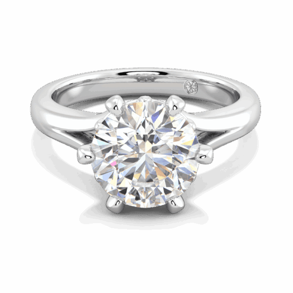 Lily 9 0 Front White Gold Lab Grown Diamond 6 Prong Split Band Flower Design Solitaire Ring