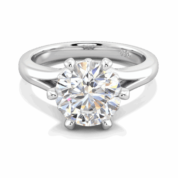 Lily 9 0 Front White Gold Moissanite 6 Prong Split Band Flower Design Solitaire Ring