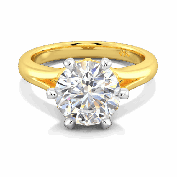 Lily 9 0 Front Yellow Gold Moissanite 6 Prong Split Band Flower Design Solitaire Ring