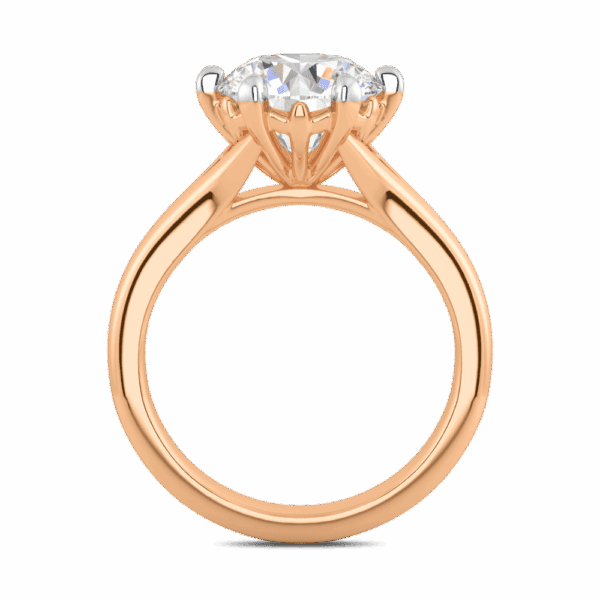 Lily 9 0 Side Rose Gold Diamond 6 Prong Split Band Flower Design Solitaire Ring