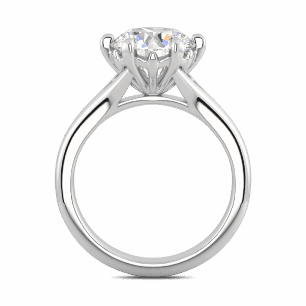 Lily 9 0 Side White Gold Diamond 6 Prong Split Band Flower Design Solitaire Ring