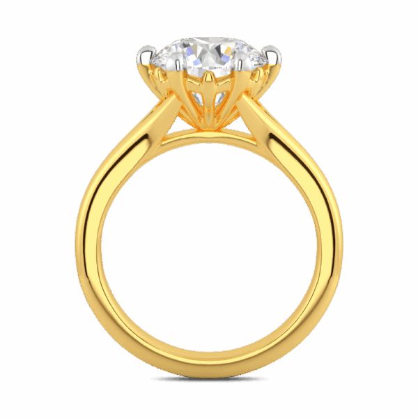 Lily 9 0 Side Yellow Gold Diamond 6 Prong Split Band Flower Design Solitaire Ring