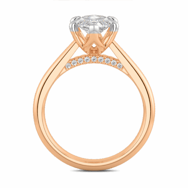 Monet Marquise 13X6 5 Side Rose Gold Diamond 6 Prong Petal Basket Accented Bridge Engagement Ring