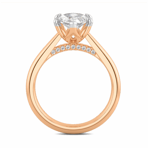Monet Marquise 14X7 Side Rose Gold Diamond 6 Prong Petal Basket Accented Bridge Engagement Ring
