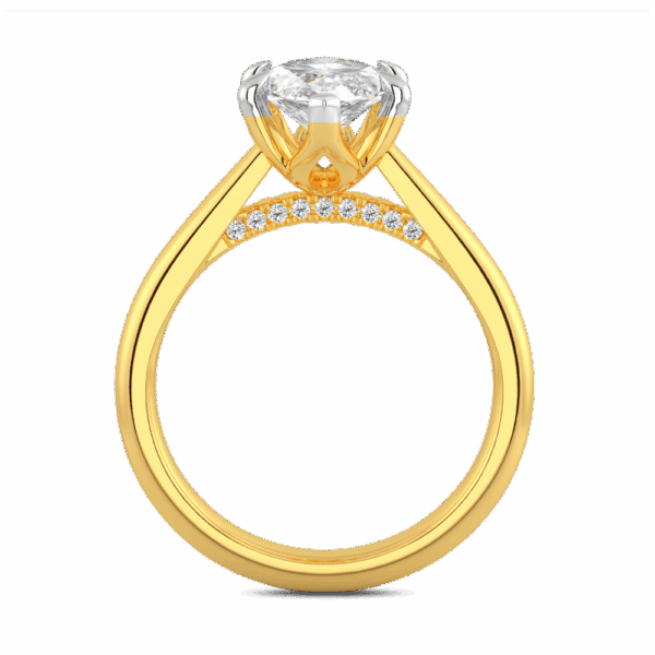 Monet Marquise 14X7 Side Yellow Gold Diamond 6 Prong Petal Basket Accented Bridge Engagement Ring