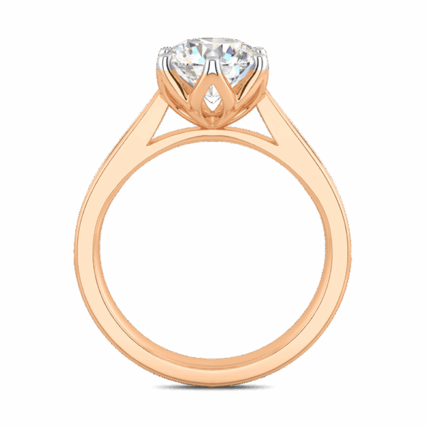 Passion 7 5 Side Rose Gold Diamond Floral Gallery Tapered Pave Cathedral Setting Engagement Ring
