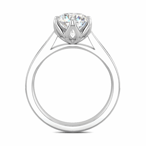 Passion 7 5 Side White Gold Diamond Floral Gallery Tapered Pave Cathedral Setting Engagement Ring