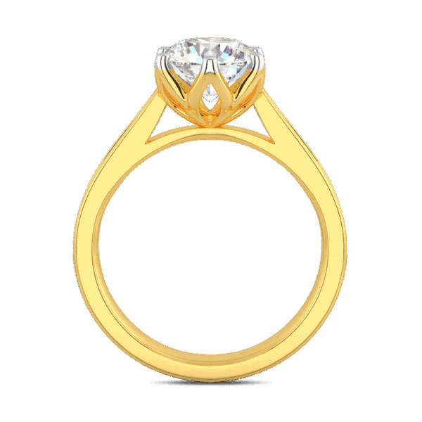 Passion 7 5 Side Yellow Gold Diamond Floral Gallery Tapered Pave Cathedral Setting Engagement Ring