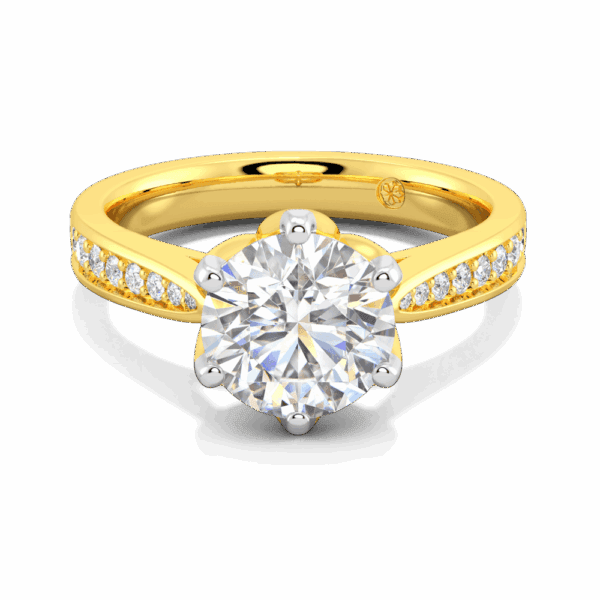 Passion 8 0 Front Yellow Gold Lab Grown Diamond Floral Gallery Tapered Pave Cathedral Setting Engagement Ring