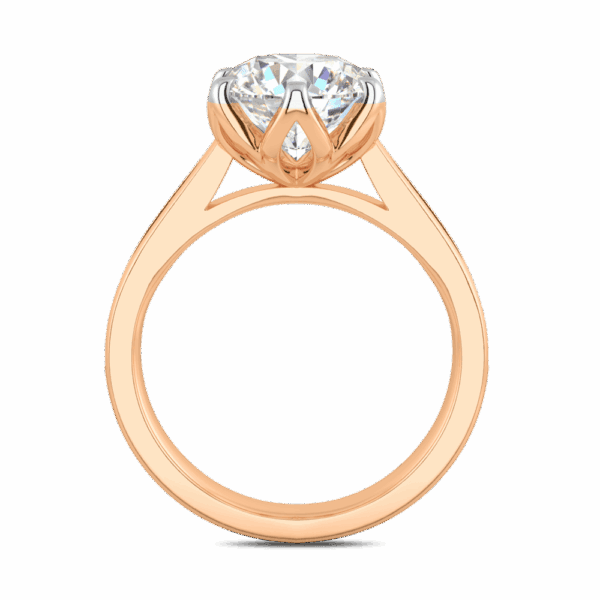 Passion 9 0 Side Rose Gold Diamond Floral Gallery Tapered Pave Cathedral Setting Engagement Ring
