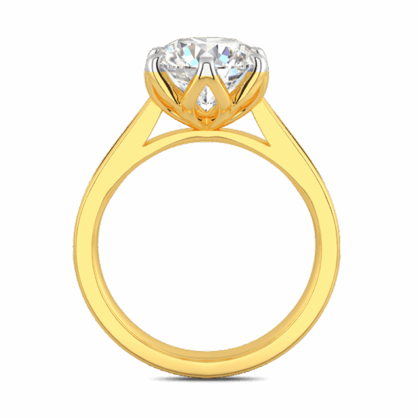 Passion 9 0 Side Yellow Gold Diamond Floral Gallery Tapered Pave Cathedral Setting Engagement Ring
