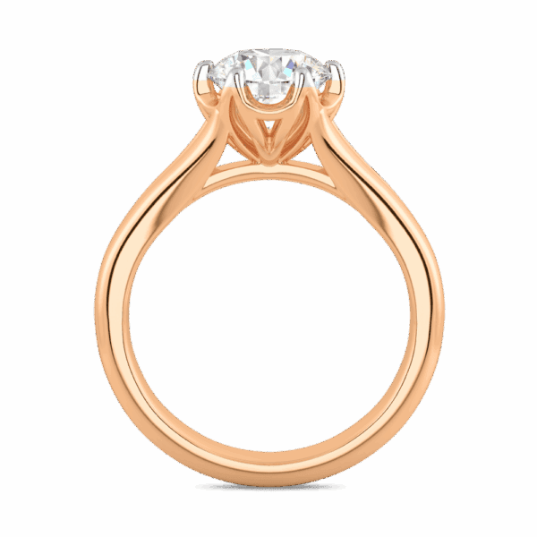 Peony 7 5 Side Rose Gold Diamond Split Band 6 Prong Leaf Design Solitaire Ring
