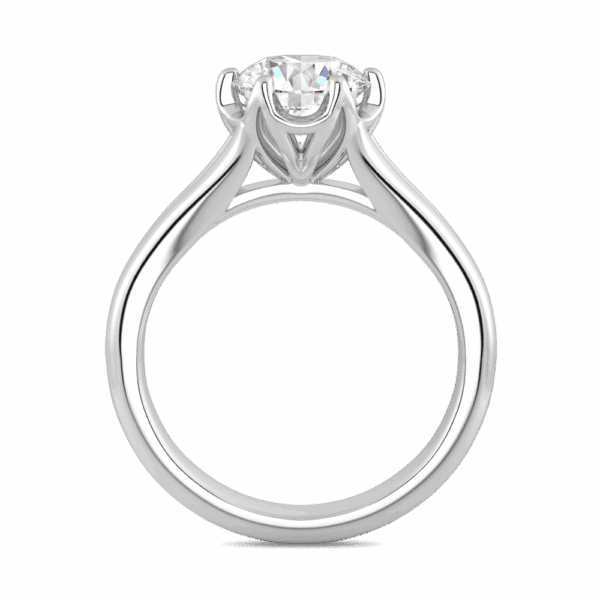 Peony 7 5 Side White Gold Diamond Split Band 6 Prong Leaf Design Solitaire Ring