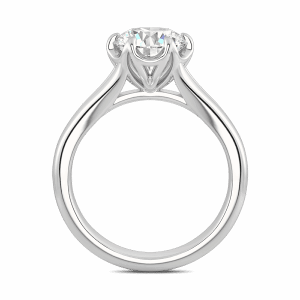 Peony 8 0 Side White Gold Diamond Split Band 6 Prong Leaf Design Solitaire Ring