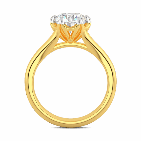 Peony 8 0 Side Yellow Gold Diamond Split Band 6 Prong Leaf Design Solitaire Ring