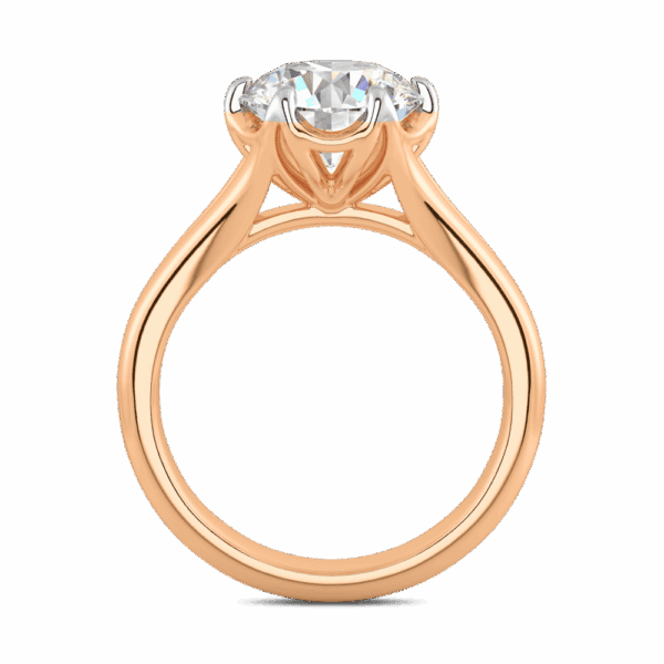 Peony 9 0 Side Rose Gold Diamond Split Band 6 Prong Leaf Design Solitaire Ring