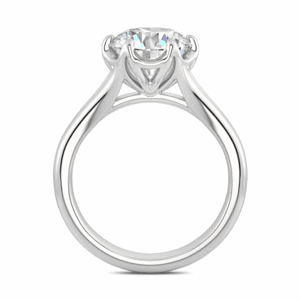 Peony 9 0 Side White Gold Diamond Split Band 6 Prong Leaf Design Solitaire Ring