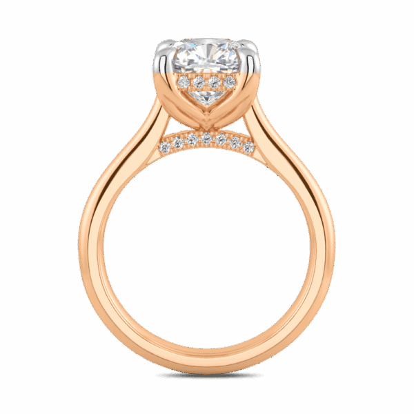Primrose Cushion 7 5 Side Rose Gold Diamond Petal Basket Underrail Accented Bridge Engagement Ring Highres