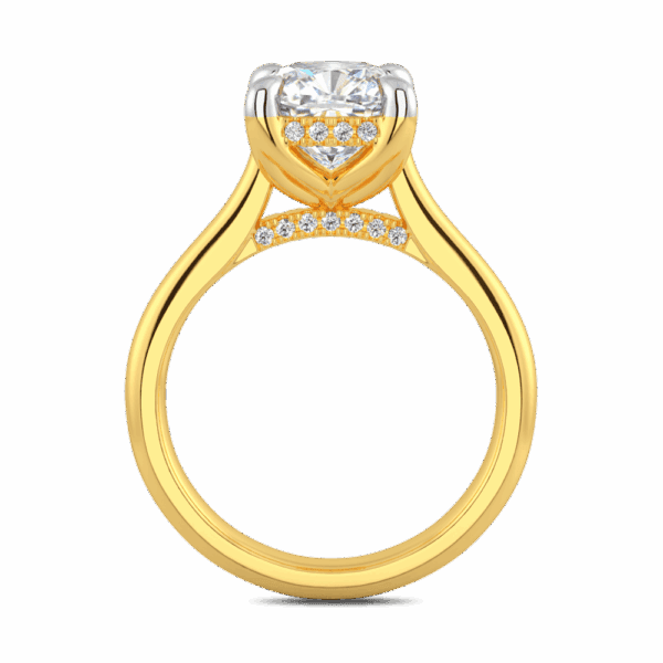 Primrose Cushion 7 5 Side Yellow Gold Diamond Petal Basket Underrail Accented Bridge Engagement Ring Highres