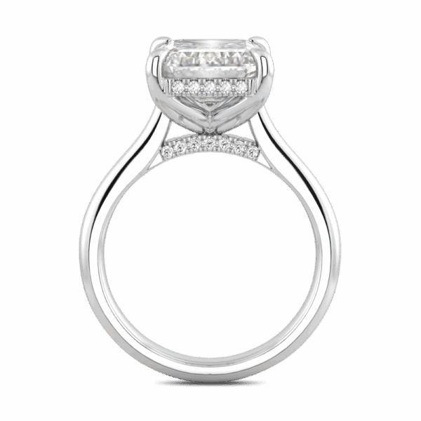 Primrose Emerald 11X9 Side White Gold Diamond Petal Basket Underrail Accented Bridge Engagement Ring