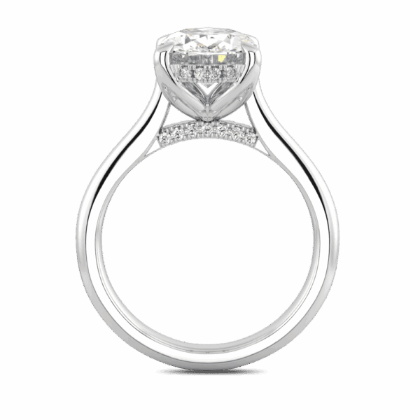 Primrose Oval 10X8 Side White Gold Diamond Petal Basket Underrail Accented Bridge Engagement Ring Highres