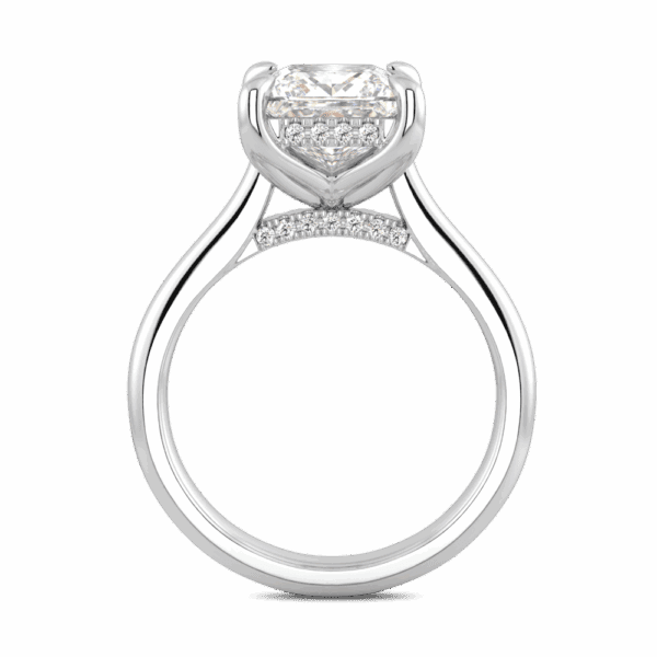Primrose Square 7 5 Side White Gold Diamond Petal Basket Underrail Accented Bridge Engagement Ring Highres