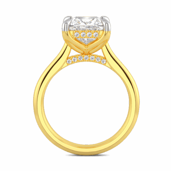 Primrose Square 7 5 Side Yellow Gold Diamond Petal Basket Underrail Accented Bridge Engagement Ring Highres