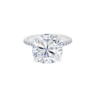 Sienna Front White Gold Diamond Cushion Cut Accented Band Micro Pave Underrail Engagement Ring