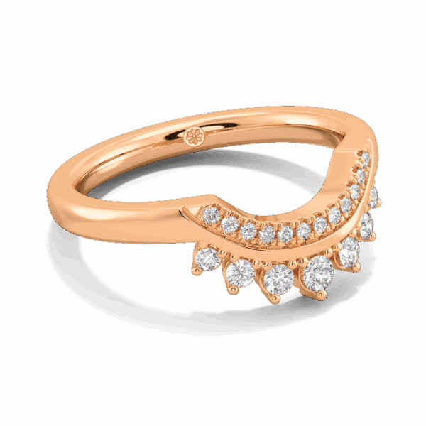 Soraya Angled Rose Gold Lab Grown Diamond Double Row Graduated Round Tiara Jigsaw Wedding Ring