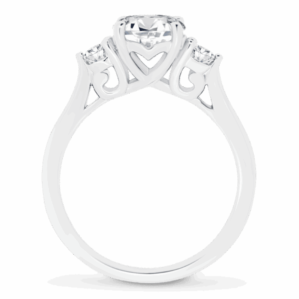 Tia 7 5 Side White Gold Diamond Three Round Stones Heart Gallery Trilogy Ring