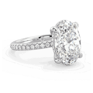 Aurora 14X10 Angled White Gold Lab Grown Diamond Micro Pave Hidden Halo Underrail Engagement Ring