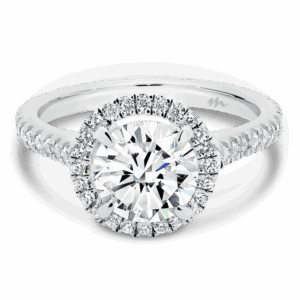 Ava Round 7 5 Front White Gold Moissanite U Prong Set Halo Ring
