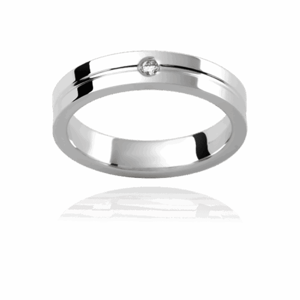 D34 4mm flat diamond set with horizontal groove two tone wedding rings for men