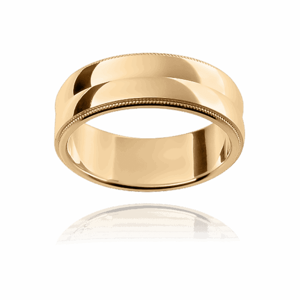 F104M 5mm two tone 18k gold milgrain outer edges faceted centre wedding bands for men