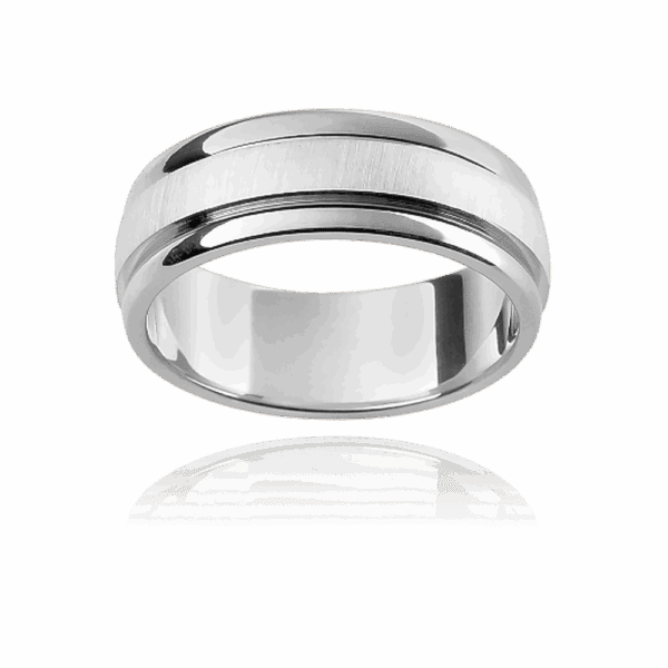 F108M 7mm two tone 18k gold beveled edge covering grooved smooth edges mens wedding band