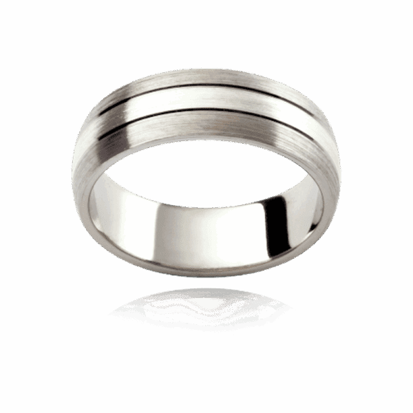 F168 8mm slightly rounded three segment polished groove divisions wedding bands for men